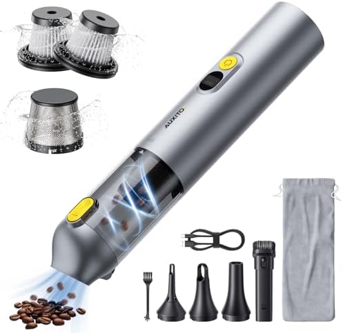 AUXITO Car Vacuum Cleaner - Portable Handheld Vacuum Cleaner 14000Pa Suction Power, Blow & Suction 2 in 1 Mini Vacuum Cleaner Hand Held Vacuum for Car, Home, Pet, Office, Gifts for Men (Silver) by AUXITO