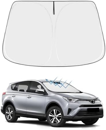 Front Windshield Sun Shade Custom Fit Compatible for RAV4 2007-present Sunshade Foldable UV Ray Reflector Sun Visor Protector Accessories Shield Cover Reflective (for RAV4 2007-present) by akarin