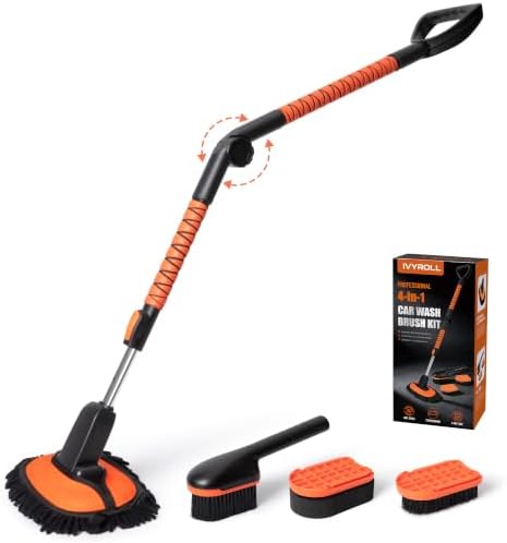 IVYROLL Car Wash Kit, 4-in-1 Car Wash Brush with Long Handle by IVYROLL