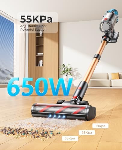 Cordless Vacuum Cleaner 650W 55Kpa 70 Mins(Eco), Stick Vacuum Cleaners - Image 2