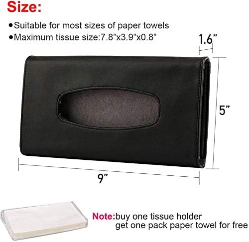 Car Tissue Holder for Sun Visor, PU Leather Napkin Case Box Black | Car accessories keep interior tidy, travel-friendly, installs on car visors fast, quick reload, fits sedans trucks SUVs - Image 5