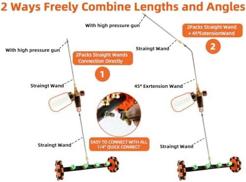 16" Undercarriage Pressure Washer Water Broom with Foam Cannon - 360° Omnidirectional Wheels,4000 PSI Car Undercarriage Cleaner,1/4" Quick Connect, 8 Nozzles + 3 Extension Wands - Image 7