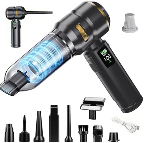 Car Vacuum Portable Cordless, 17000PA Cordless Handheld Car Vacuum Rechargeable, Brushless Motor with Digital Display, Mini Small Vacuums Cleaner for Office Desk Home Kitchen Car Pet Hair, Travel by Unknown