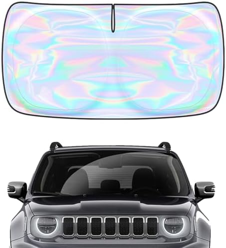 Windshield Sun Shade for Jeep Renegade 2015-2024 - 4 Layers SunShade Compatible with Jeep Renegade Foldable Front Window Sunshade Sun Visor Protector Block UV Rays Keep Your Car Cooler Car Accessories by Unknown