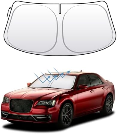 Front Windshield Sun Shade Custom Fit Compatible for Chrysler 300 300C 2011-present Sunshade Foldable UV Ray Reflector Visor Protector Accessories Shield Cover Reflective (Chrysler 300 2011-present) by akarin