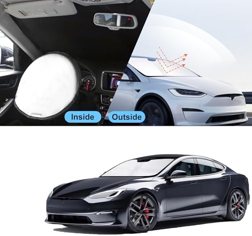 TINGLU Sun Shade for Tesla Model S (Fit Long Range/LR Model) 2012-2025 2026 Accessories Windshield Sun Shade Window Shade UV Rays Protection Sun Visor Cover with Steering Wheel Sunshade Storage Bag - Image 6