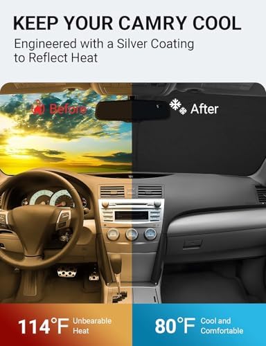 Proadsy Custom Fit 2007-2011 Toyota Camry Windshield Sun Shade, Blocks Heat - Image 2