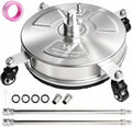 Hourleey 14" Pressure Washer Surface Cleaner, Stainless Steel Surface Cleaner with 4 Wheels for Concrete, Patio, Sidewalk, Deck, Pathway 1/4" Quick Connector, 2 Extension Wand, 4000 PSI by Hourleey