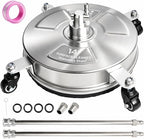Hourleey 14" Pressure Washer Surface Cleaner, Stainless Steel Surface Cleaner with 4 Wheels for Concrete, Patio, Sidewalk, Deck, Pathway 1/4" Quick Connector, 2 Extension Wand, 4000 PSI by Hourleey