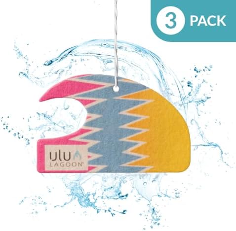 ulu Lagoon Hanging Car Air Freshener | Tropical Beach Coconut Surf Wax Scent Mini Wave | Long Lasting Car Freshener, Closet and Beyond | Made In USA | 3 Pack (80'S) - Image 3