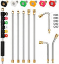 SEPLY Pressure Washer Extension Wand Upgrade, 9 Pack Power Washer Lance with 6 Nozzle Tips, 30°,90°,120° Curved Rod, 1/4" Quick Connect, 4000 PSI by SEPLY