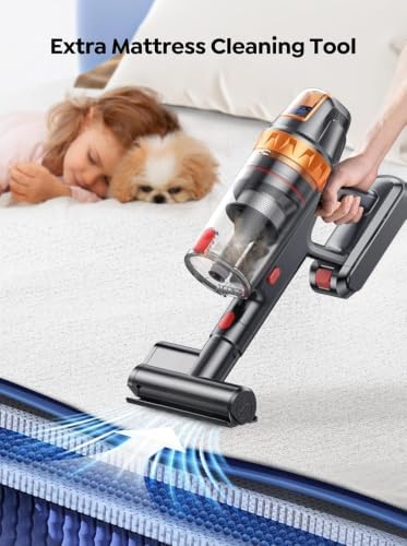Cordless Vacuum Cleaner, 650W 55KPA 70Min(Eco) with Extra Mattress Cleaning Tool, Stick Vacuum Cleaners for Home, Wall Mount Charging, Self-Standing, Stick Cordless Vacuum for Floor Pet Hair Carpet - Image 4