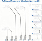 High-Pressure Washer Nozzle Kit - 6 Pack Stainless Steel Flush Wand Tips - Image 3
