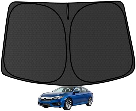 Civic Customized Windshield Sun Shade for 2016 2017 2018 2019 2020 2021 Civic Front Window Sunshade Visor Protector Foldable Blocks UV Rays Keep Car Cooler Accessories by aatoppus