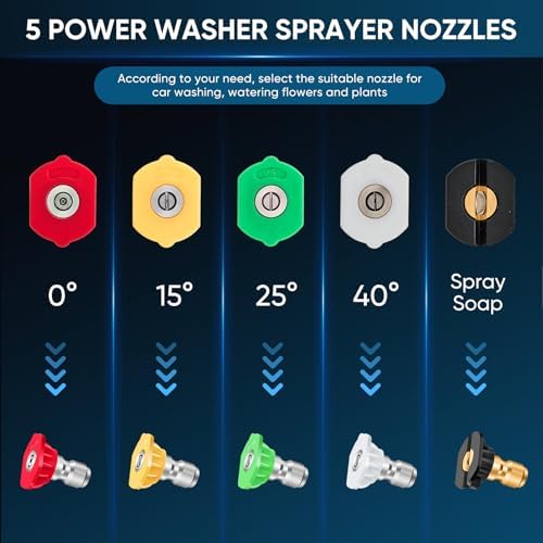 Saker Foam Cannon, 1/4 Inch Quick Connect, Power Washer Foam Cannon with 5 Pressure Washer Nozzles - Image 4