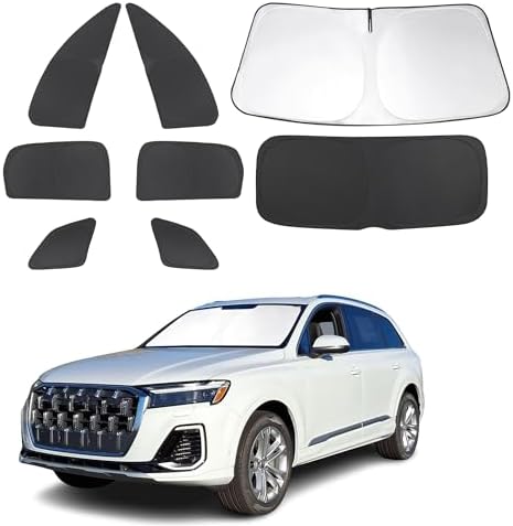 TINGLU Window Shades for Audi Q7 SUV 2016-2025 2026 Accessories Side Full Windows Cover Camping Rear Triangular Windshield Sun Shade Sun UV Rays Privacy Protection 8PCS by TINGLU