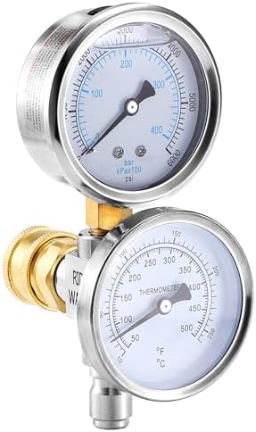 RIDGE WASHER 2-in-1 Pressure Washer Gauge Emperature Gauges, 6000 PSI by RIDGEWASHER