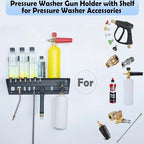 Pressure Washer Gun Holder with Shelf,Foam Cannon Holder for Pressure Washer Wand,Pressure Washers Nozzle Tips,Soap Bottle Holder, pressure washer parts & accessories & attachments Storage Rack - Image 2