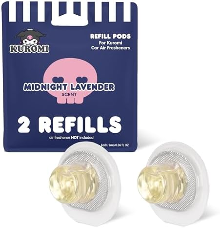 Hello Kitty & Friends Kuromi Car Air Freshener Refills 2-pack - Midnight Lavender Scent - Cute and Long-Lasting Kuromi Car Accessories, Odor Eliminator, Fun Scents, 30 Days Freshness (2 Refills) by Carbella