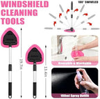 Windshield Cleaner Tool, 17Pcs Car Interior Detailing Kit, Detailing Brush, Towels, Duster, Car Cleaning Kit Interior for RVs, Truck, Trailer (Pink) - Image 2