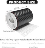 Wevdn 3D Carbon Fiber Vinyl Tape, 3 Inch×23ft Carbon Fiber Wrap Auto Door Edge Window Trim Detailing Tape, Anti-Scratch Self Adhesive Auto Door Entry Guards Vinyl Overlay Wrap Roll - Image 2