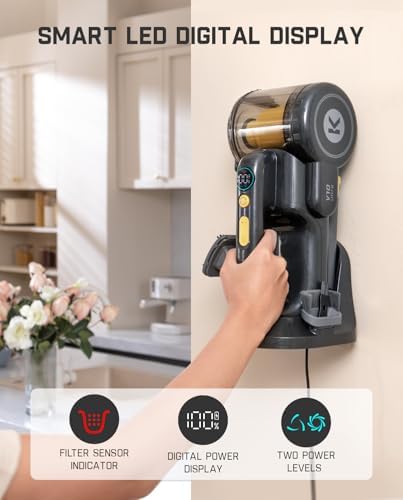 Fanttik Fold V10 Ultra Deluxe Handheld Vacuum Cordless, 17kPa Suction Power, Charging Base, Pivot Nozzle, Up to 35 Mins Runtime, Smart LED Display, Cordless Dustbuster Vacuum for Home, Car - Image 5