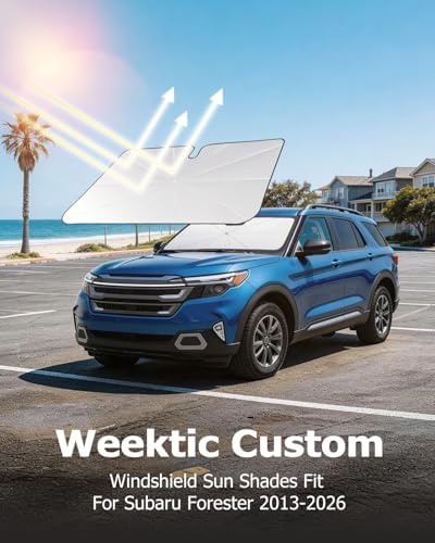 [2026 Upgraded] Weektic Windshield Sun Shade for Subaru Forester 2013-2026 Custom Fit Sunshade Accessories, 5 Layers Ice Crystal Coating Blocks 99% UV, Cools Interior | 360° Swivel Handle for Easy Use - Image 5
