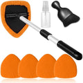 Qydipclin 7pcs Windshield Cleaner Tool Car Window Cleaning Wash Kit with 4 Reusable Microfiber Pads 1 Spray Bottle and Extendable Handle Auto Glass Wiper Kit, Orange by Qydipclin