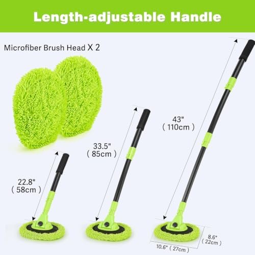 7-in-1 Car Wash Brush Kit with 15° Curved Long Handle for Cars - Image 3