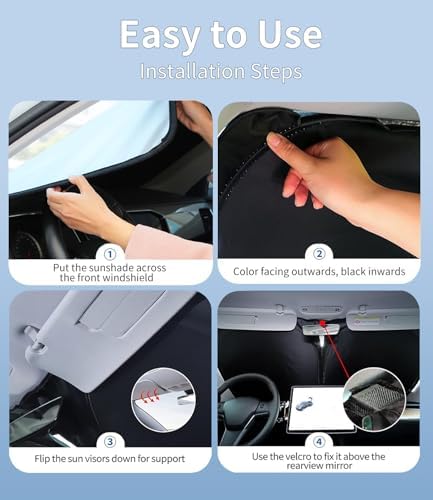 Custom-Fit for BMW Windshield Sun Shade, Car Sunshade Cover UV Block Car Front Window with Foldable Sun Shade Cover Cool Protection Visor, Designed for BM-W Accessories (for BMW 4 Series) - Image 7