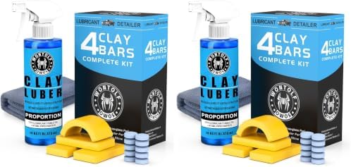 Wontolf Clay Bar Kit, Complete Clay Bars Auto Detailing Clay Luber Lubricant Car Wash Kit, Premium Grade 4 Clay Bars, Lubricant Tablets 20 Pack, Car Detailing Kit for Detailing Cleaning by Wontolf