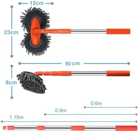 Double Head Car Wash Mop with Long Handle 360°Rotating Car Wash Brush Chenille Microfiber Cleaning Kit Not Hurt Paint Scratch Free(Single Set Mop) - Image 2