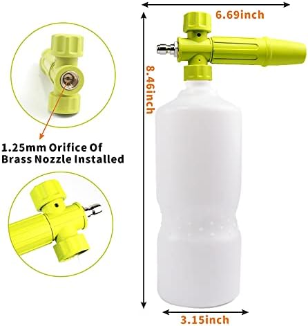 Foam Cannon 1 L Bottle Car Wash Snow Foam Lance with 1/4" Quick Connector Pressure Power Jet Washer Quick Release Adjustable Nozzle with 1 Washing Mitts - Image 2