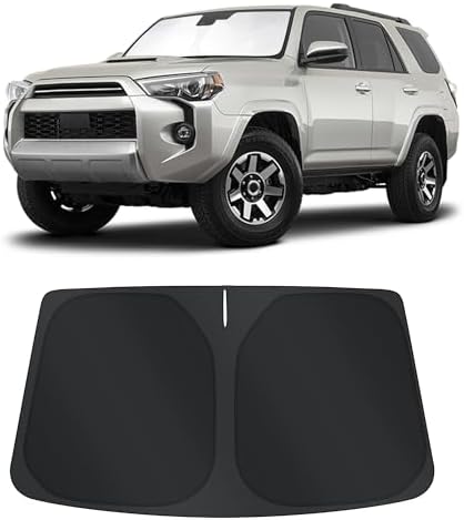 TINGLU Sun Shade for Toyota 4Runner 2010-2024 2025 Accessories Windshield Sun Shade Window Shade UV Rays Protection Sun Visor Cover with Steering Wheel Sunshade Storage Bag by TINGLU
