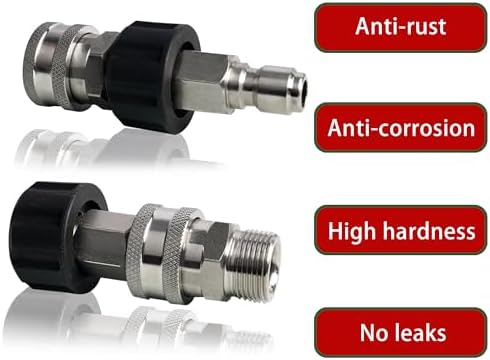 LIULO TOOL Pressure Washer Quick Connect Kit, Stainless Steel Quick Disconnect Kit, M22 14 mm Metric Male Thread Quick Connector, M22 Swivel to 3/8" Quick Connect (4 Pack) - Image 4