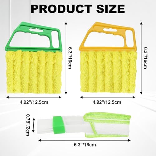 4 Pcs Blind Duster Kit, 7-Finger & Vent Tools, Yellow+Green - Image 2