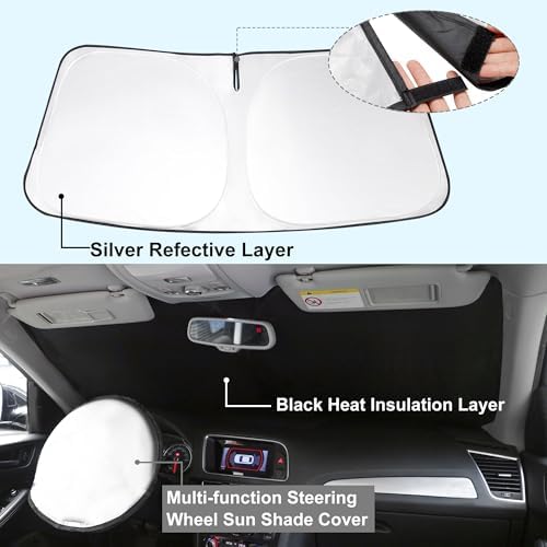 TINGLU Sun Shade for Volkswagen Golf GTI e-Golf VW Golf R 4 Door Hatchback 2015-2021 Accessories Windshield Sun Shade Window Shade UV Rays Protection Sun Visor Cover - Image 2