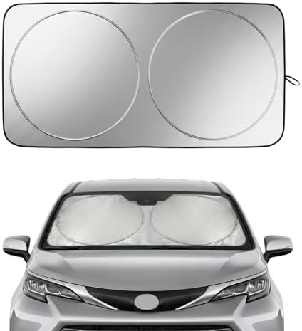 Sienna Windshield Sun Shade, Custom Fit Foldable Front Window Sunshade Visor, Reflective UV and Heat Block Interior Protector, Fits 1998–2025 Models by Nwgl