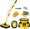 7 in 1 Car Wash Kit with 20L Folding Bucket & Brush, Extendable Car Wash Brush with 40.5" Long Handle, 15° Curved Aluminum Pole, Scratch-Free Microfiber Chenille Mop for SUV Truck RV, Yellow by AUTOSHARK