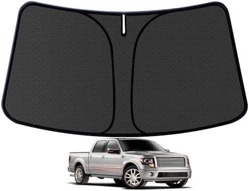 F150 Crew Cab Customized Windshield Sun Shade for 2009 2010 2011 2012 2013 2014 F150 Crew Cab Pickup Front Window Sunshade Visor Protector Foldable Blocks UV Rays Keep Car Cooler Accessories by aatoppus
