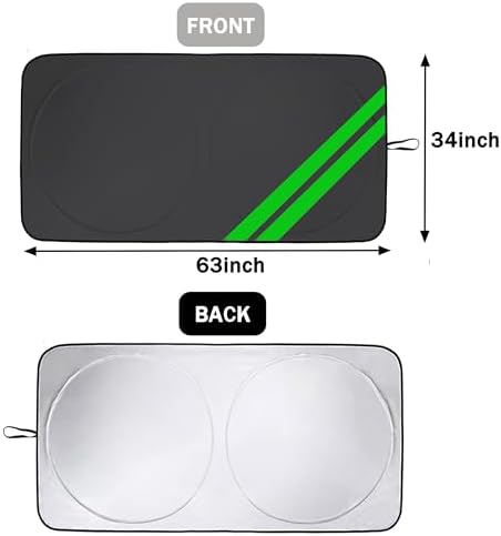 Front Windshield Sun Shade Fit for Dodge Charger Challenger Durango Journey Universal Fit to All Dodge Cars Foldable Sun Visor Protector Custom Fit Dodge Window Sunhade (Black Green) - Image 6