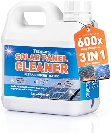 Teexpert Solar Panel Cleaner (32oz Makes 150 Gallons), Ultra Concentrated Glass & Solar Panel Cleaning, Pro Streak-Free Ultra Quick Dry Remove Dirt, Dust, Droppings, Oils, Fingerprints & Water Spots by Teexpert