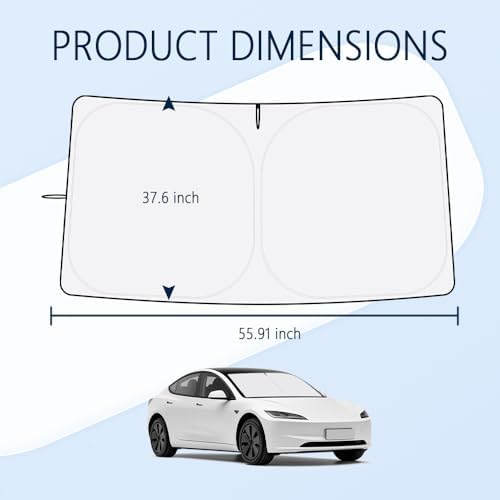 Car Windshield Sun Shade Compatible with Te/SLA 2017-2026 Model 3/Y,Oxford Cloth Sun Shade for Car Windshield with Foldable Design,Windshields Cover Suns Shades with Storage Bag - Image 2