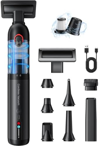Cordless Car Vacuum XJ02, 21KPa Portable Handheld Car Vacuum Cleaner, Pre-Filter & HEPA Filter System, 7800mAh Battery, Mini Vacuum with Multi Nozzles for Car, Home, Office, Pet Hair Cleaning by AOHPEGNVacuumCleaner