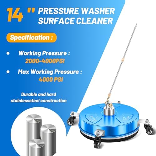 LidoDola 14'' Pressure Washer Surface Cleaner Blue, Power Washer Accessory - Image 3