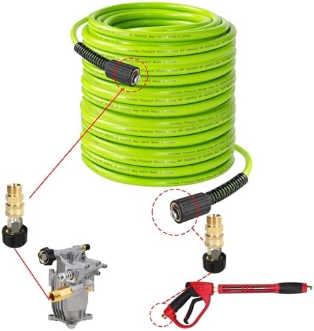 Hourleey Pressure Washer Hose 30 FT, 3600 PSI Flexible Kink Resistant Power Washer Hose Replacement, Pressure Hose Extension with 1/4" Quick Connect, Green - Image 4