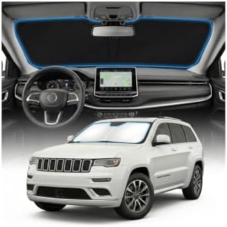 for Jeep Grand Cherokee Sun Shade Windshield Cover - Custom Fit Grand Cherokee Accessories 2011-2025 2026 Sunshade Foldable UV Protection & Heat Shield Sun Visor Accessories by Unknown