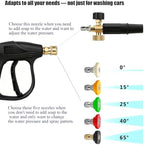 High Pressure Washer Gun with Foam Cannon, Car Wash Foam Gun with 1/4" Quick Connector, Pressure Washer Foam Cannon Kit with 5 Pressure Washer Nozzle Tips, 2 Adapter, 1 Liter - Image 2