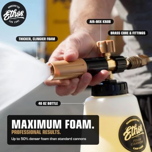 Ethos Foam Cannon Pro V2 for Pressure Washer – Adjustable Car Foam Sprayer with with 1/4” Quick Connector – Heavy Duty Foam Cannon for Gas and Electric Pressure Washers - Image 2