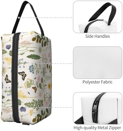 Vintage Botanical Insect Makeup Bag - Durable 600D Oxford Fabric Travel Cosmetic Bag, Shockproof Foam Padded Toiletry Organizer for Gym & Daily Use 10x6.2x4.9 Inch - Image 3